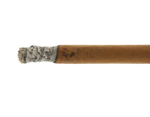 Cigar with ash isolated over a white background