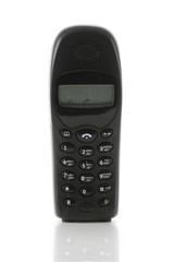 Obraz premium Black wireless phone isolated over a white background
