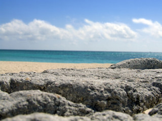 Fototapeta na wymiar Pristine Beach on the Rocks