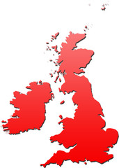 British Isles Map: Red