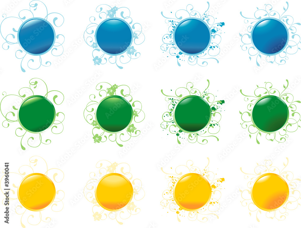 Wall mural web 2.0 shiny rounded buttons