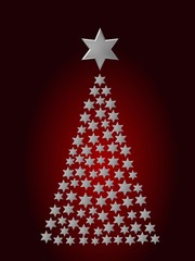 Weihnachtsbaum-Sterne-Silber-Rot