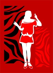 Woman on a red background