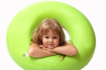 Young girl with green buoy - 3967003