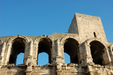 Detail of the Roman Arena in Arles, France