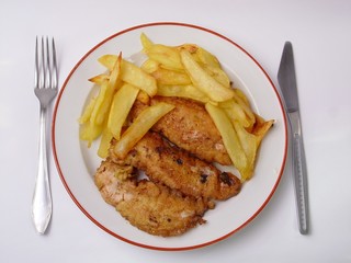 Fried chicken winglets and potato
