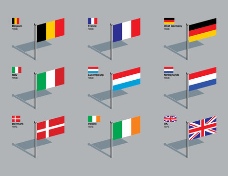 Flag Pins - EU 1958 - 1973