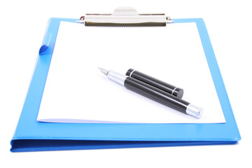 clipboard with a pen