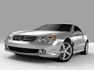 silvery sports car