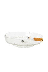 Cigarette showing nicotine stain on filter in ashtray
