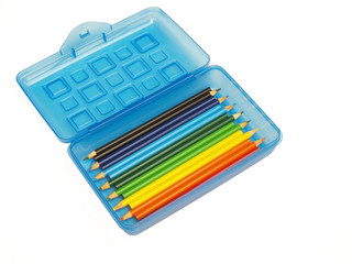 pencil box with colored pencils