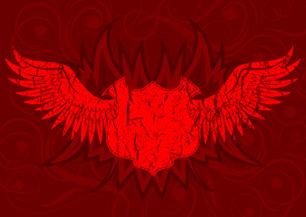 Grunge background with wings, vector illustration