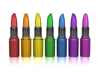 Rainbow colored lipsticks