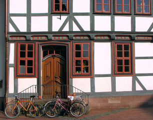 Bicycles on a street in Goettingen, Germany