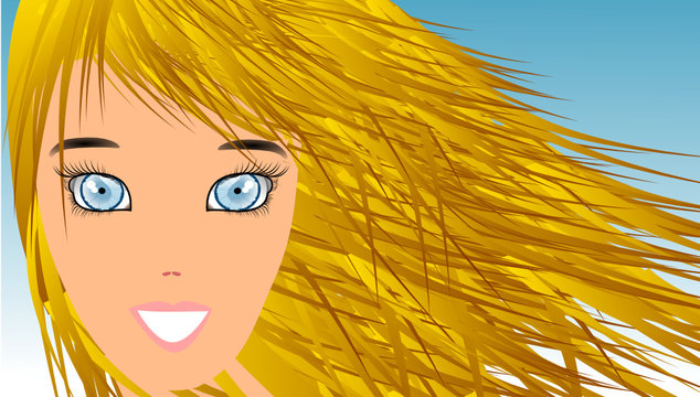 Beautiful girl with blue eyes