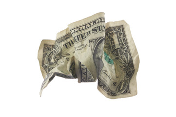 Crumpled dollar bill