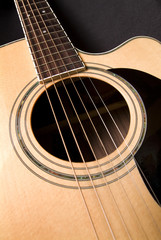 Obraz premium Acoustic guitar from below