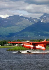 Fotobehang Red Floatplane © Karen Perhus