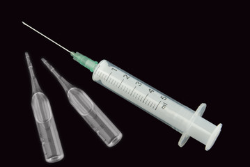 Medical syringe and ampules isolated