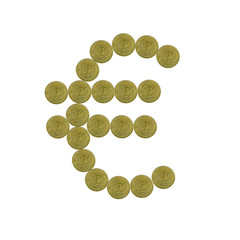 euro sign made of ten euro cent coins
