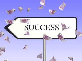 Chemin du succès, success way et billets d'euro