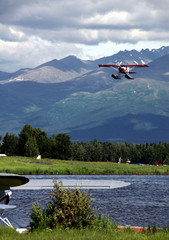 Red Floatplane Landing