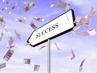 Chemin du succès, success way et billets d'euro