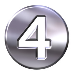 3D Silver Framed Number 4