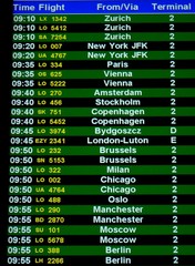 Airport departures screen