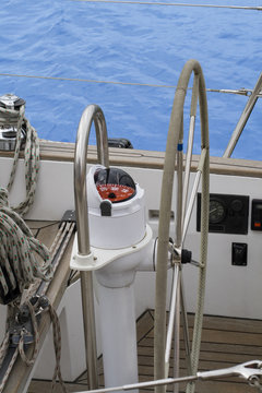 Helm of a sailing yacht