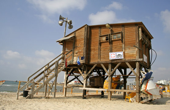 lifeguard watch hut coast tel aviv israel