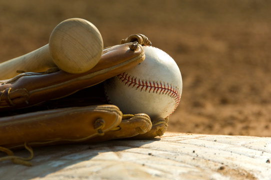 Baseball equipment on base