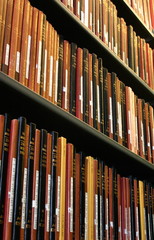 Close-up of Shelf of Books in a Library