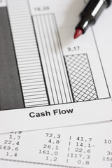 Business papers and red pencil