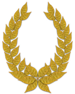 Gold laurel on white