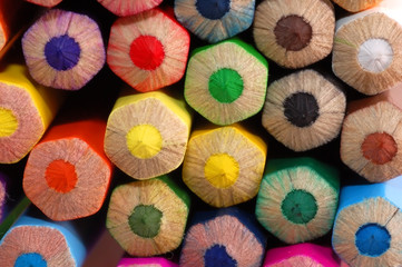 Fototapeta na wymiar Colored pencils macro