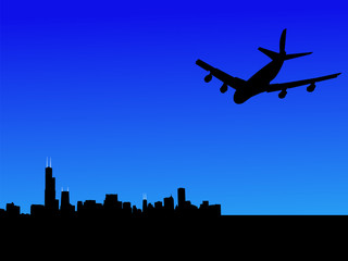 plane flying to Chicago