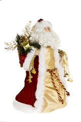 Santa Clause figure looking right on white background
