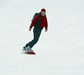 Fototapeta na wymiar Snowboarder on snow slope