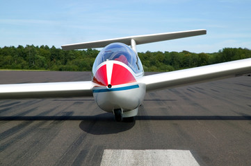 Glider on a runway