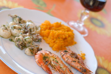 crevettes et carottes