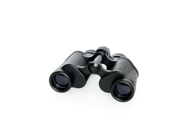 Black binoculars isolated on white background