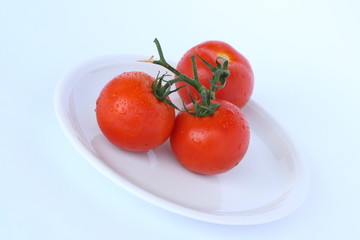tomatos on a white plate