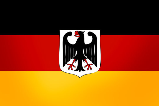 Deutschland Fahne mit Bundesadler auf weissem Wappen