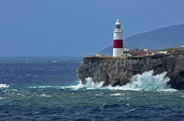Europa point Lighthouse in the storm