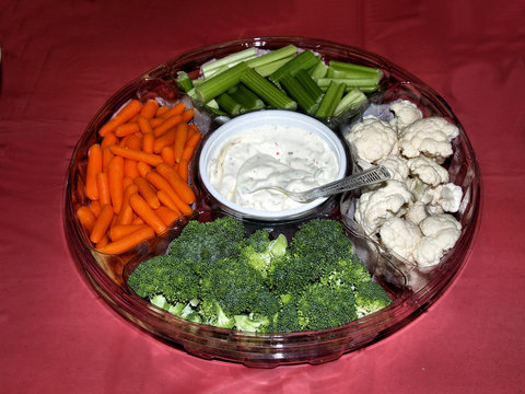 Relish Tray Filled With Vegetables And Dip