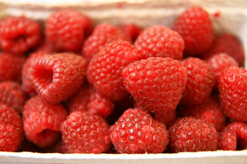raspberries in box