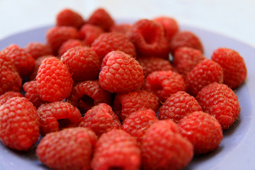 raspberries on the plate