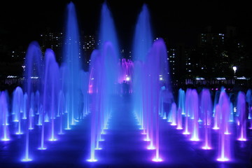 Colorful Fountains series At Night