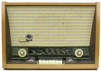 Old soviet radio  isolated in white